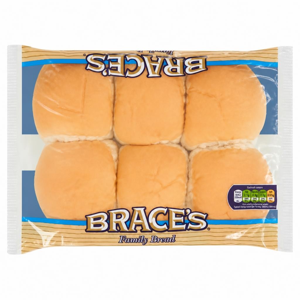 Brace's Family Bread 6 White Baps