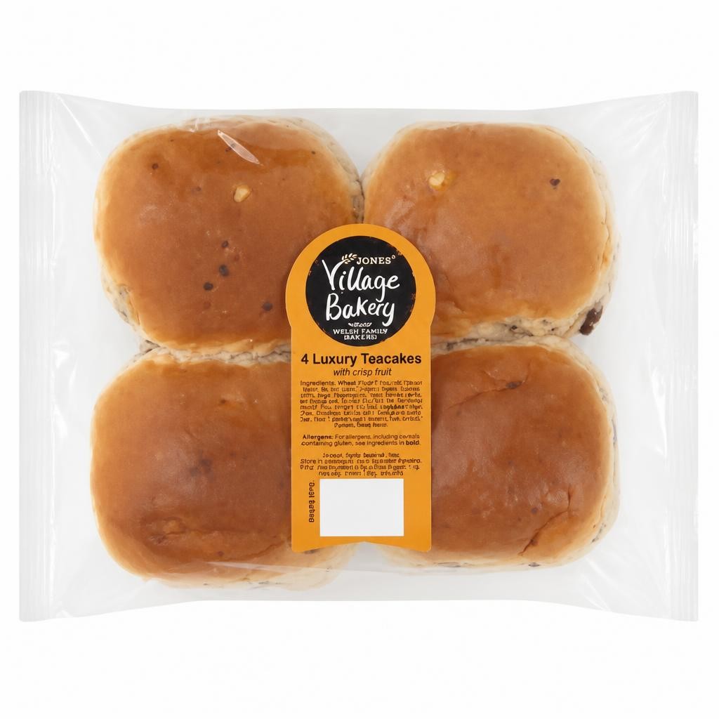 Jones Village Bakery 4 Luxury Teacakes with Juicy Fruit