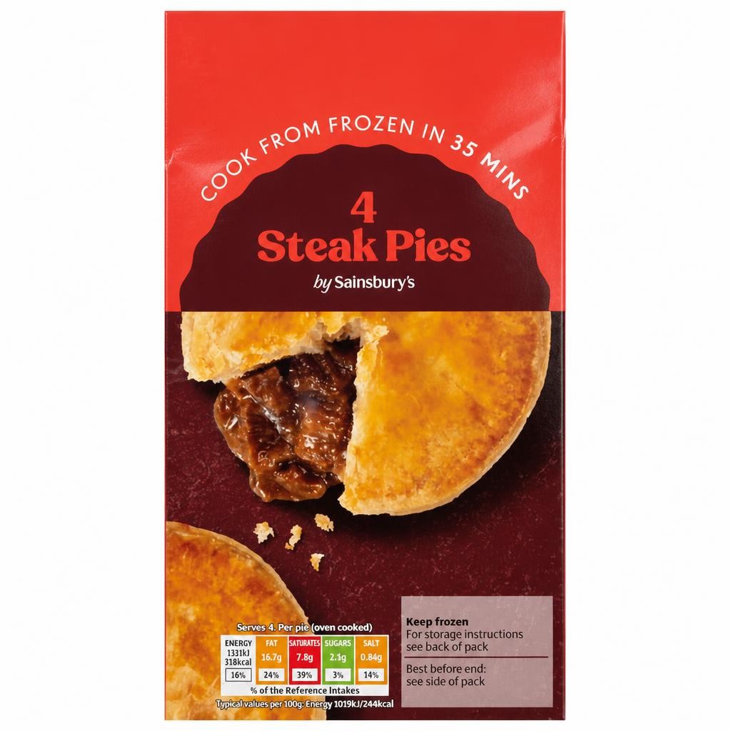 Sainsbury's Steak Pies x4 568g