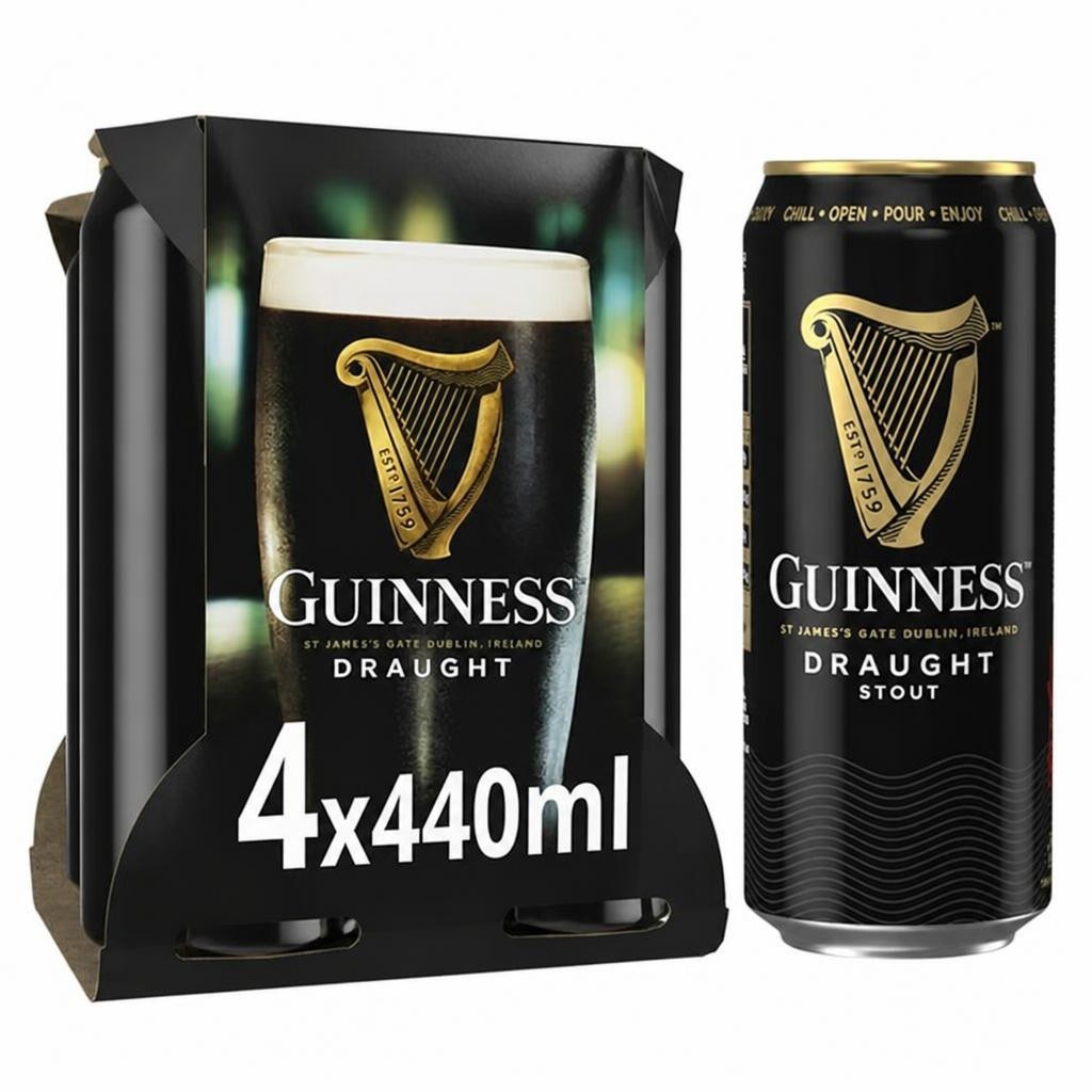 Guinness Draught Stout Beer Cans 4x440ml