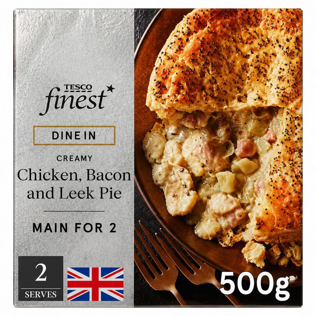 Tesco Finest Dine In Creamy Chicken, Bacon & Leek Pie 500g
