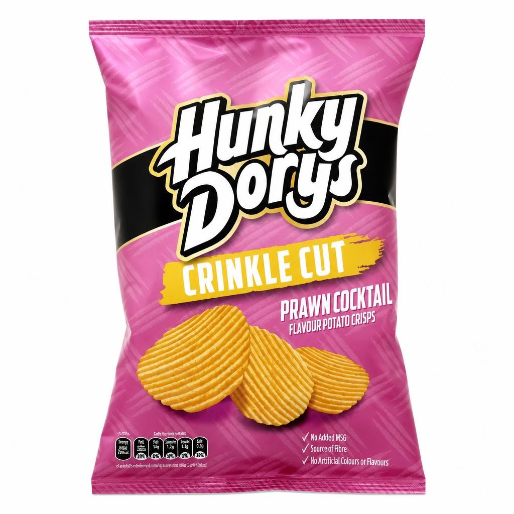 Hunky Dorys Crinkle Cut Prawn Cocktail Flavour Potato Crisps 130g