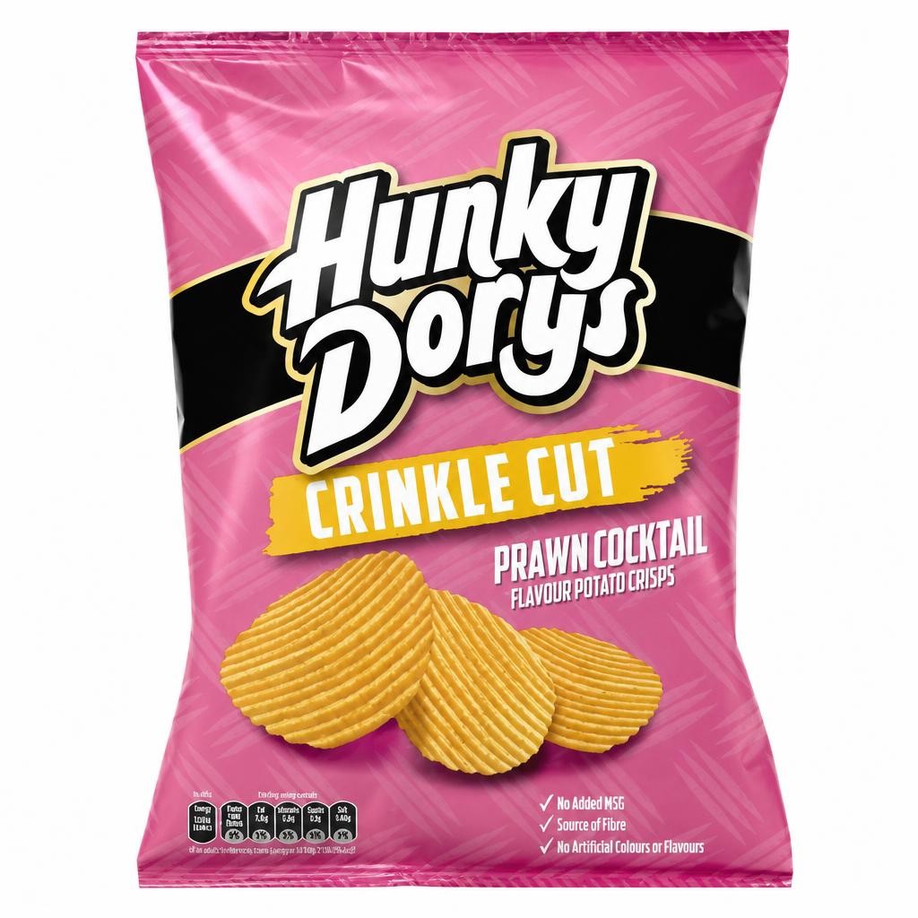 Hunky Dorys Crinkle Cut Prawn Cocktail Flavour Potato Crisps 135g