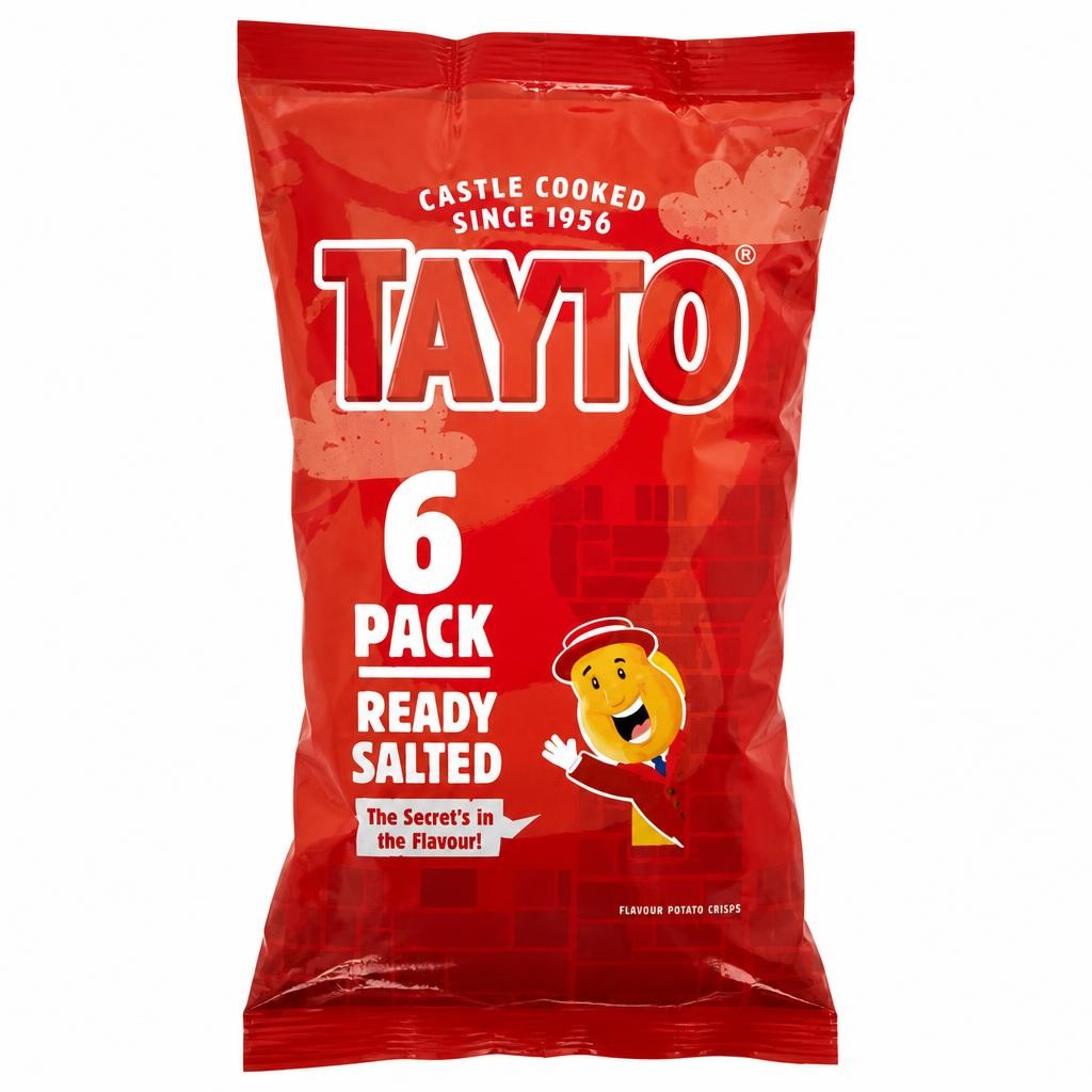 Tayto Ready Salted Flavour Potato Crisps 6 x 25g