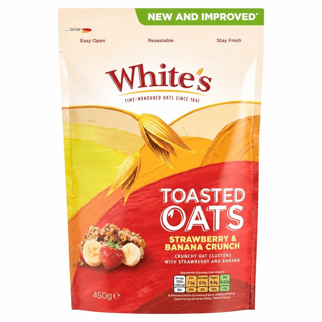 White's Toasted Oats Strawberry & Banana Crunch 450g