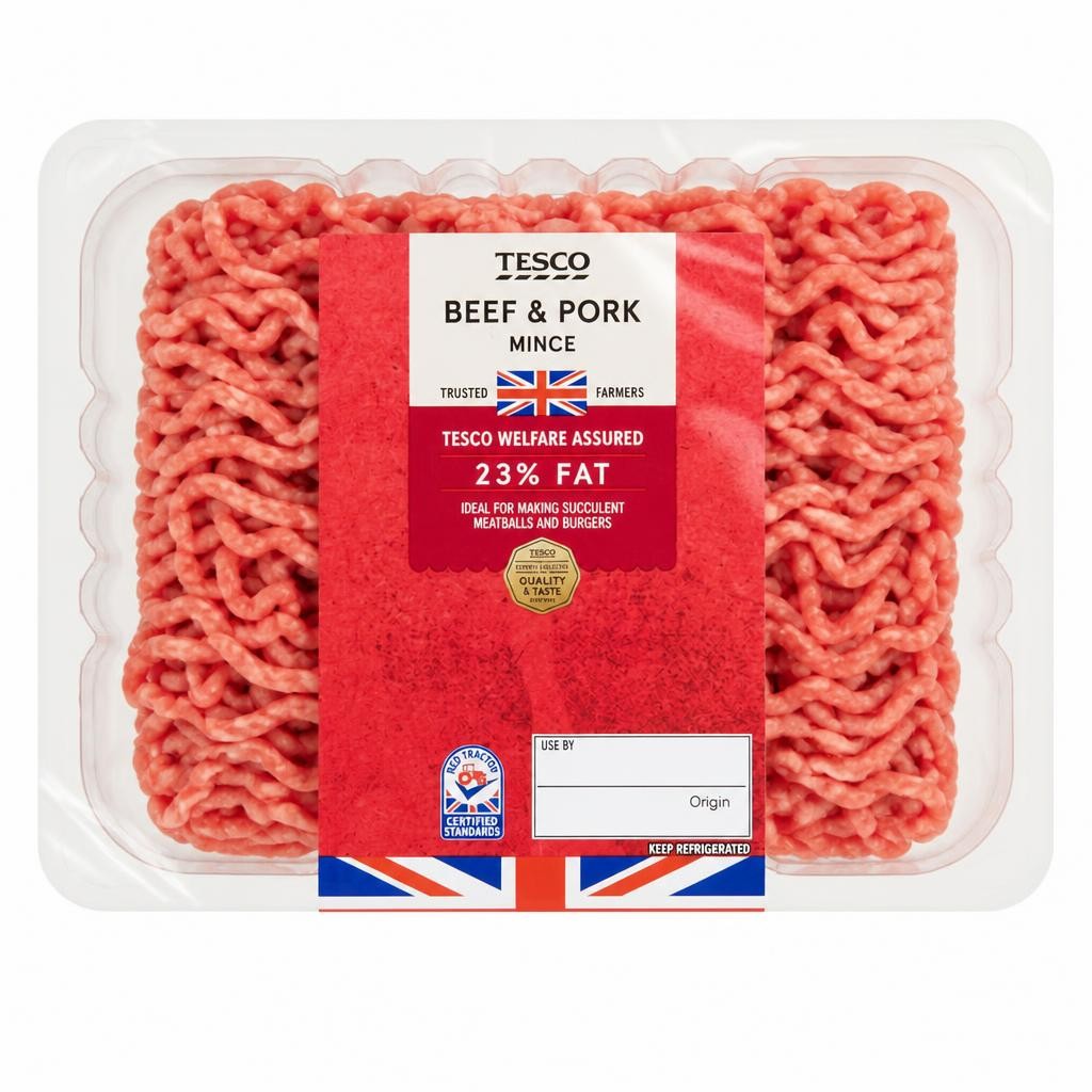 Tesco Beef & Pork Mince 23% Fat 1KG