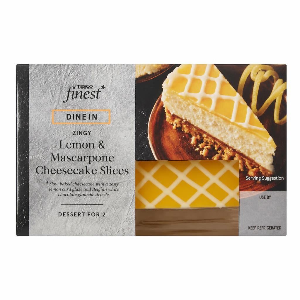 Tesco Finest Dine In Lemon & Mascarpone Cheesecake Slices 180g