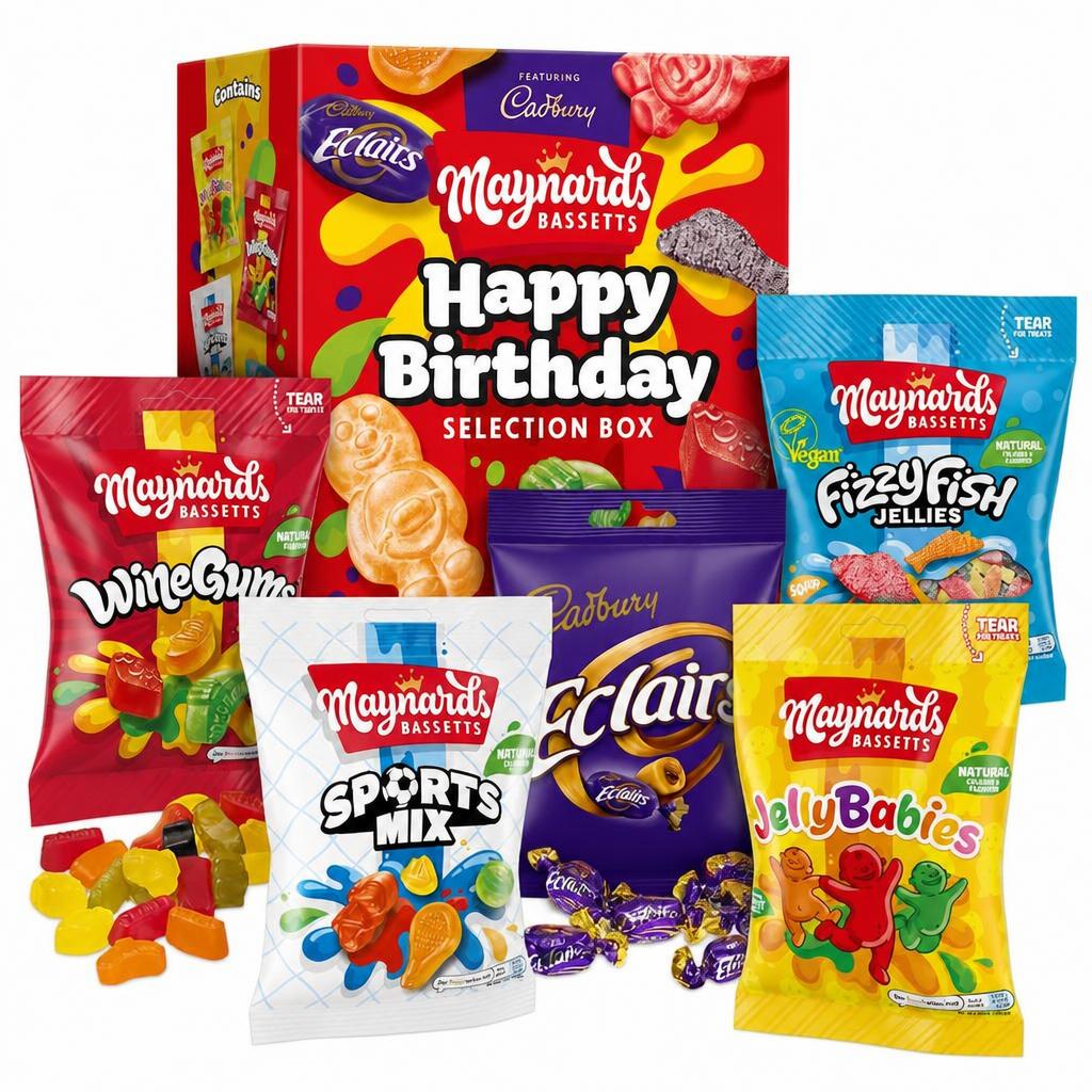 Cadbury & Maynards Bassetts Happy Birthday Sweet & Chocolate Selection Box