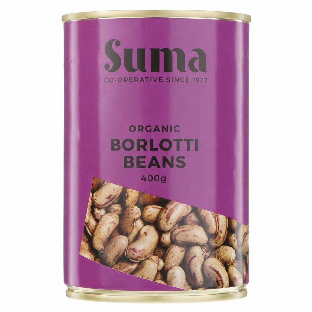 Suma Organic - Borlotti Beans - Organic - 12 x 400g - 12 Pack
