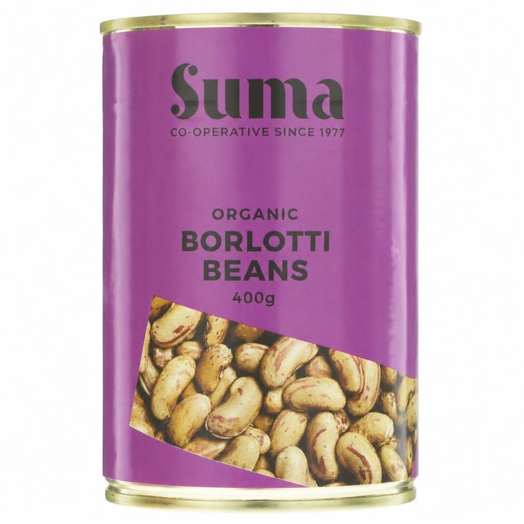 Suma Organic - Borlotti Beans - Organic - 12 x 400g - 12 Pack