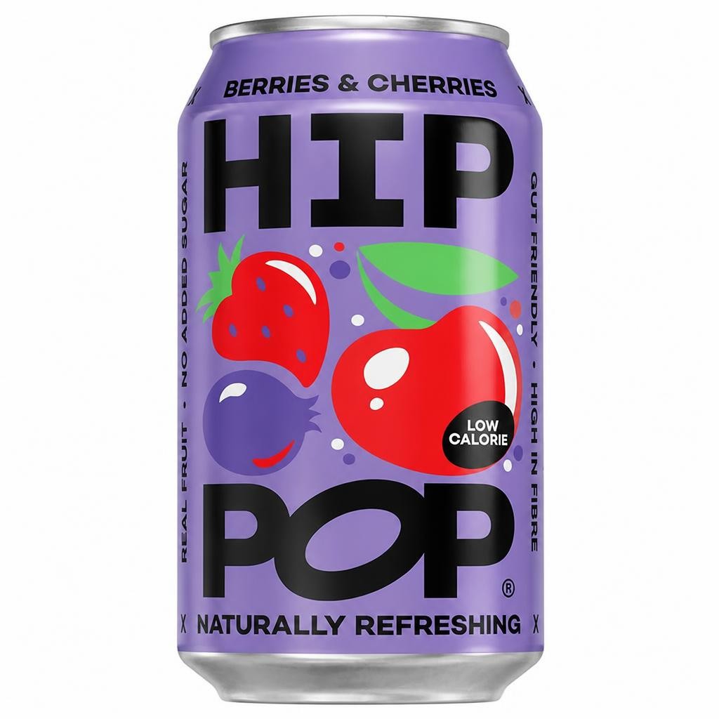 Hip Pop 330ml Berries & Cherries Soda Can