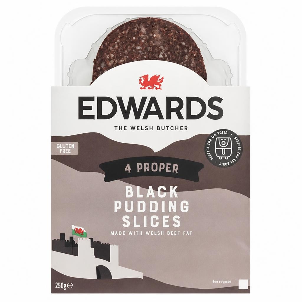 Edwards The Welsh Butcher 4 Proper Black Pudding Slices 250g