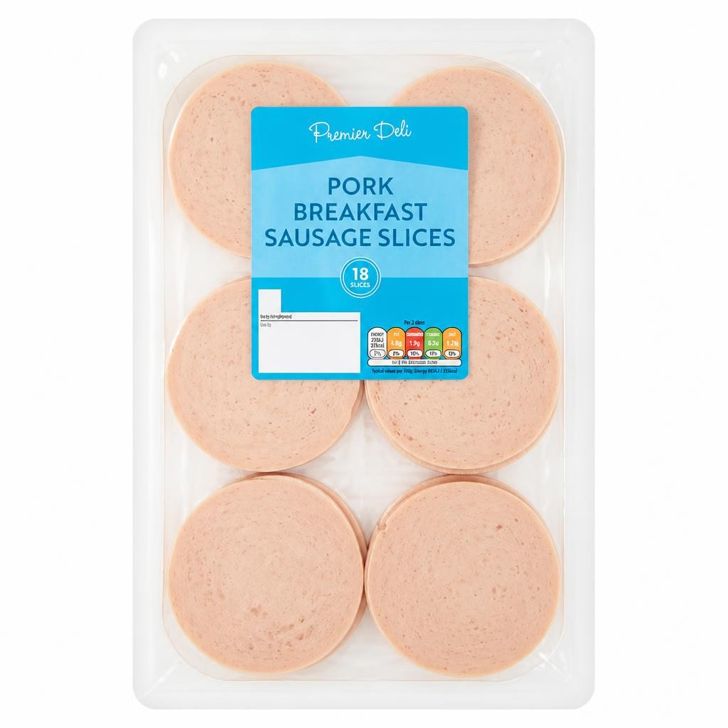 Premier Deli 18 x Pork Breakfast Sausage Slices 125g