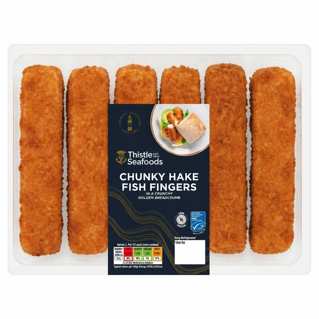 Thislte Seafoods 330g Crunchy Golden Breadcrumb Chunky Hake Fish Fingers