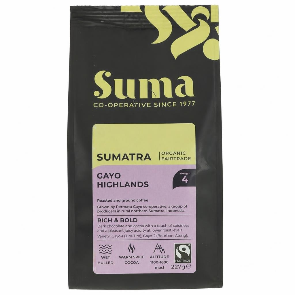 Suma Organic - Sumatra Ground Coffee - 6 x 227g - 6 Pack