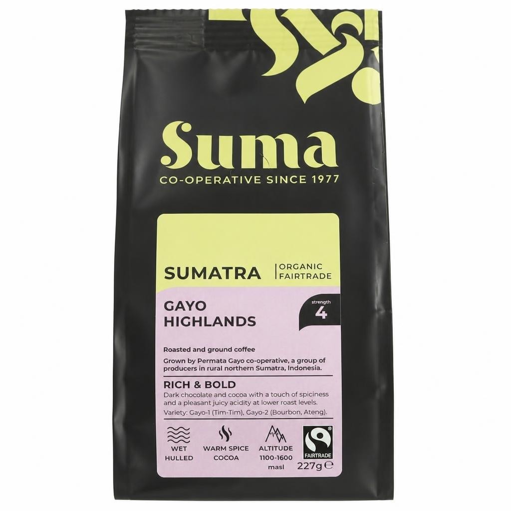 Suma Organic - Sumatra Ground Coffee - 6 x 227g - 6 Pack