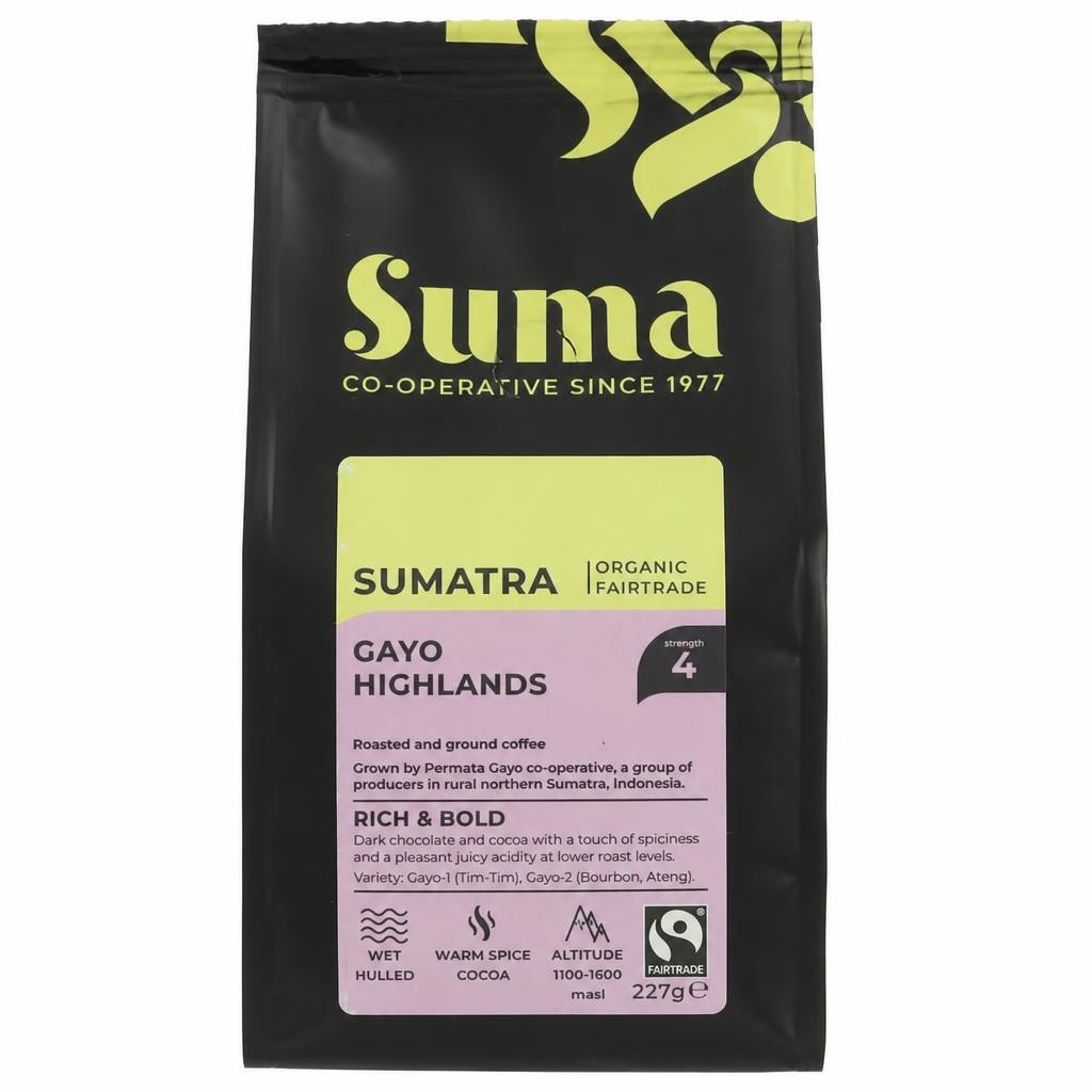 Suma Organic - Sumatra Ground Coffee - 6 x 227g - 6 Pack