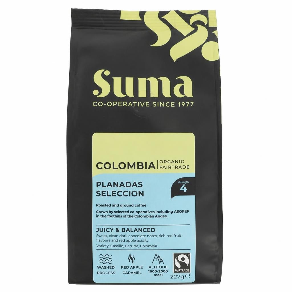 Suma Organic - Colombia Ground Coffee - 6 x 227g - 6 Pack