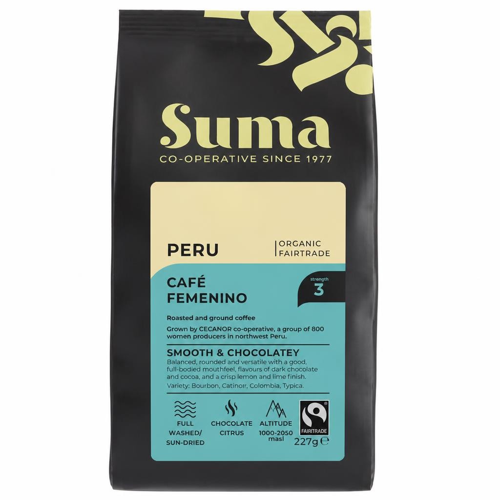 Suma Organic - Peru Ground Coffee - 6 x 227g - 6 Pack
