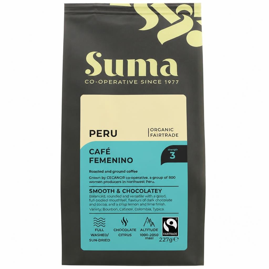 Suma Organic - Peru Ground Coffee - 6 x 227g - 6 Pack