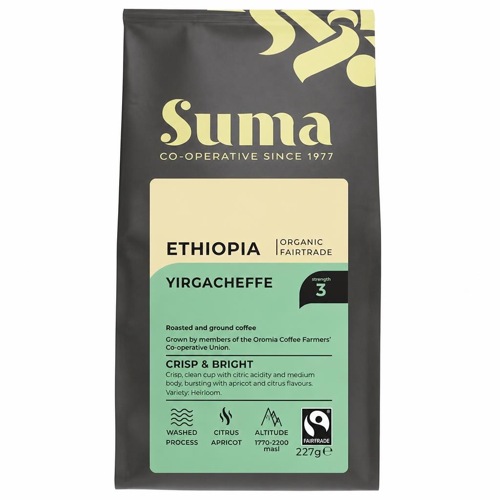 Suma Organic - Ethiopia Yirgacheffe Ground - 6 x 227g - 6 pack