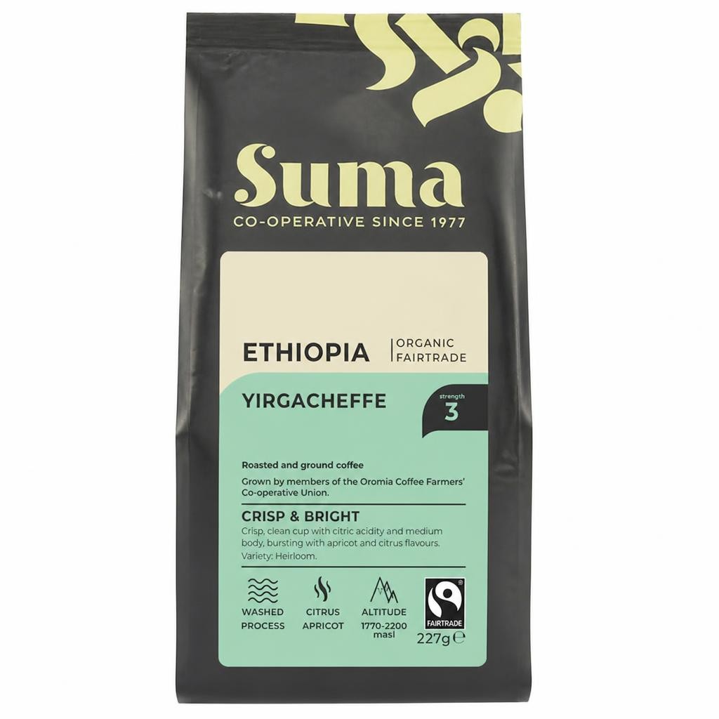 Suma Organic - Ethiopia Yirgacheffe Ground - 6 x 227g - 6 pack