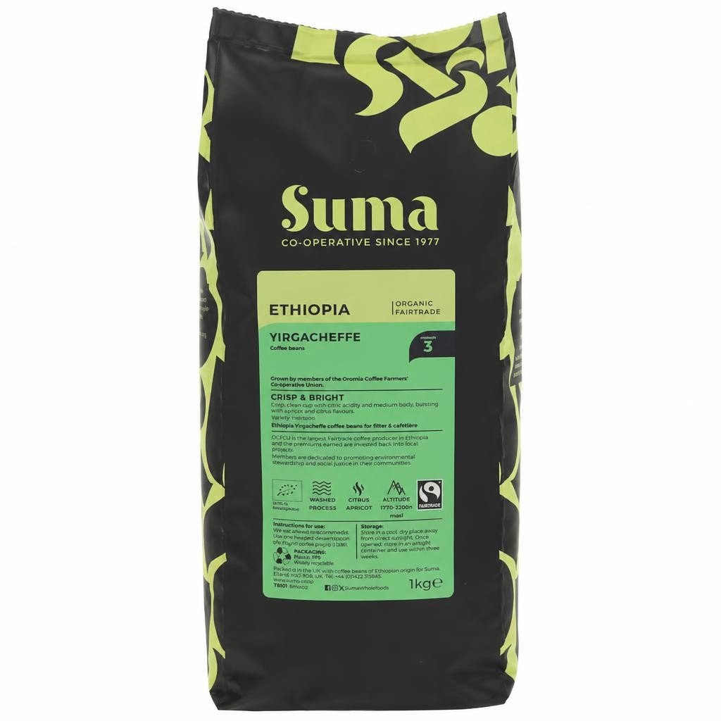Suma Organic - Ethiopia Yirgacheffe Beans - 1 kg - 1 Pack