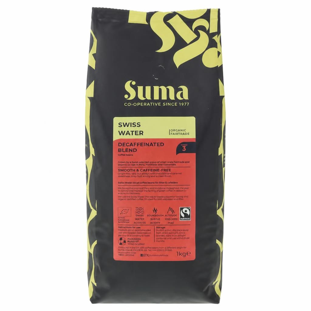 Suma Organic - Swiss Water Decaf Beans - 1 kg - 1 Pack