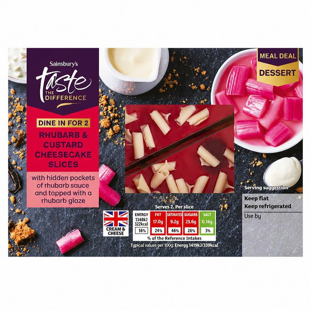 Sainsbury's 2 x 95g Rhubarb & Custard Cheesecake Slices, Taste the Difference
