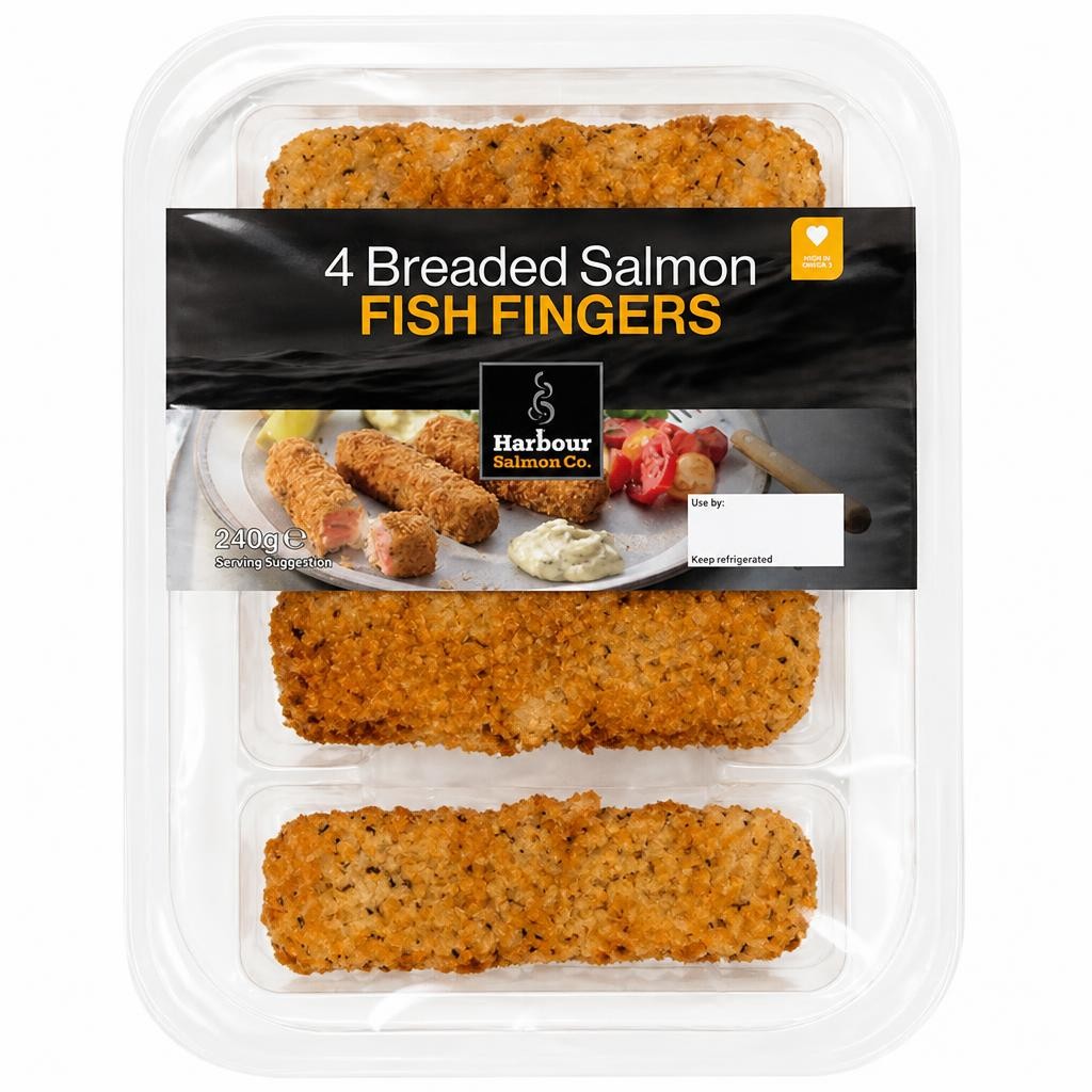 Harbour Salmon Co. 4 x Breaded Salmon Fish Fingers 240g