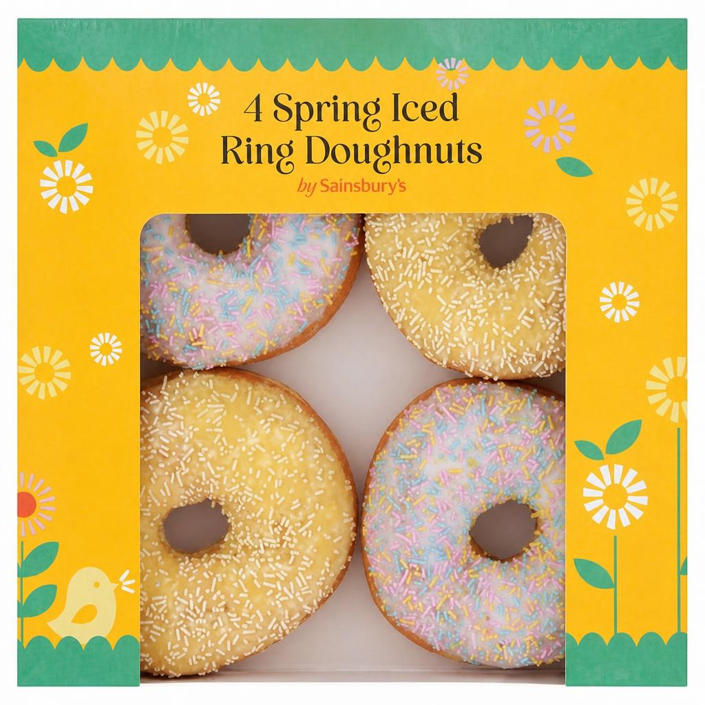 Sainsbury's 4 Spring Iced Ring Doughnuts