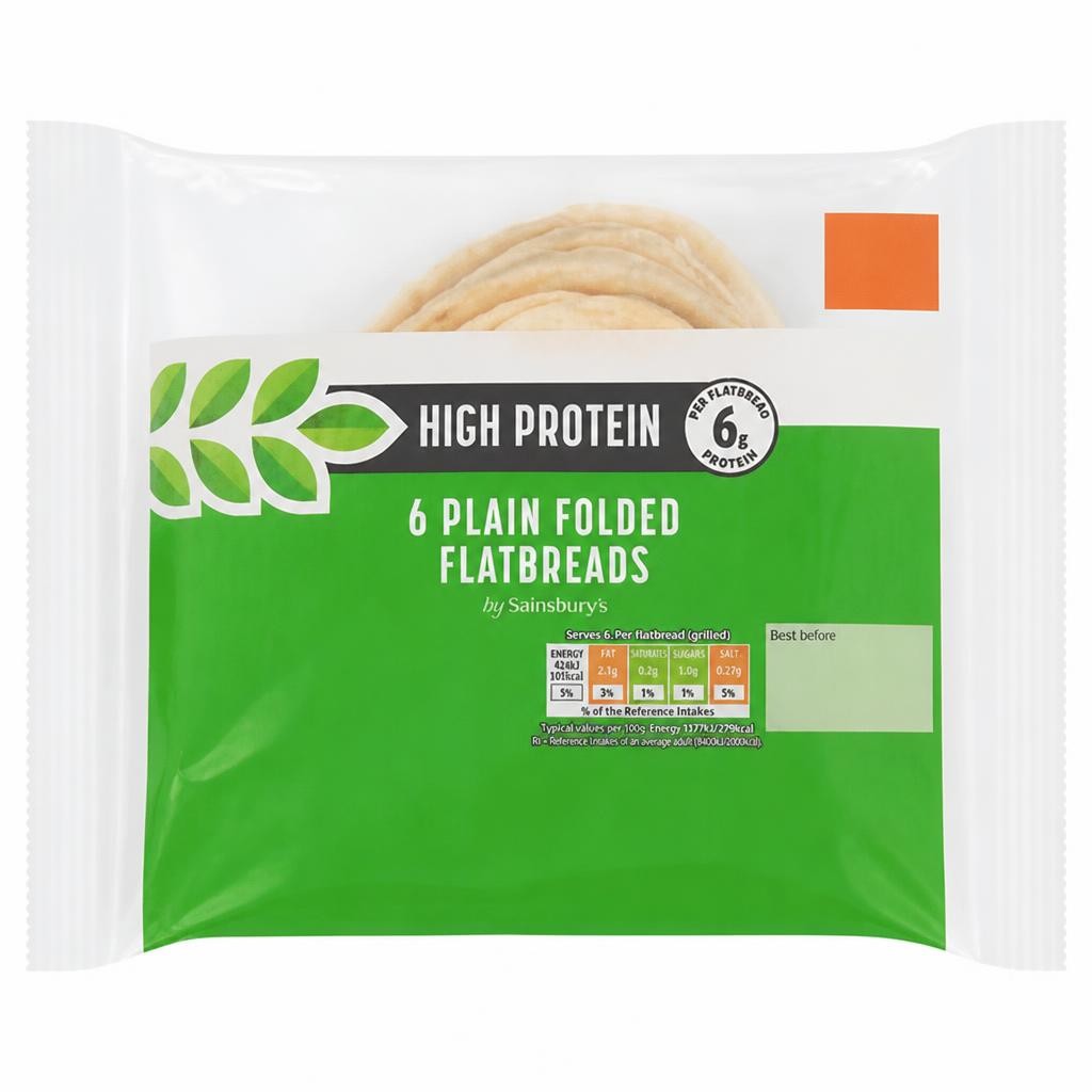 Sainsbury's High Protein 6 x Plain Folded Flatbreads