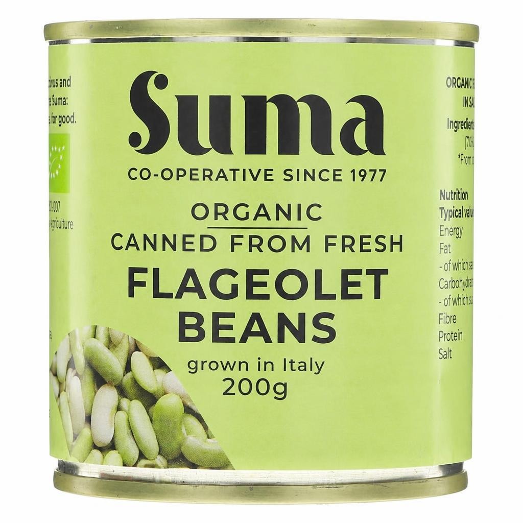 Suma Organic - Fresh Flageolet Beans - Org - 12 x 200g - 12 Pack