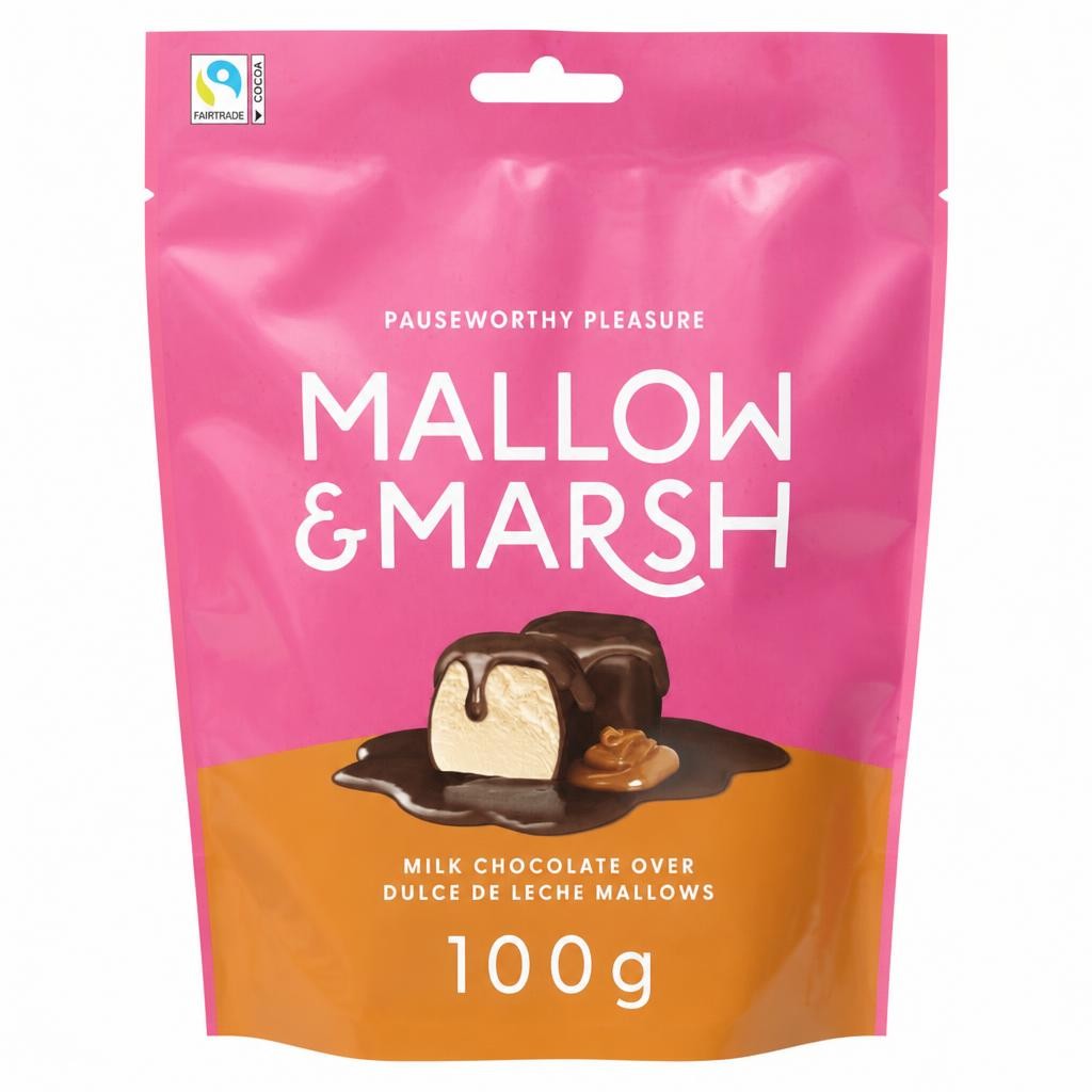 Mallow & Marsh Milk Chocolate over Dulce De Leche Mallows 100g
