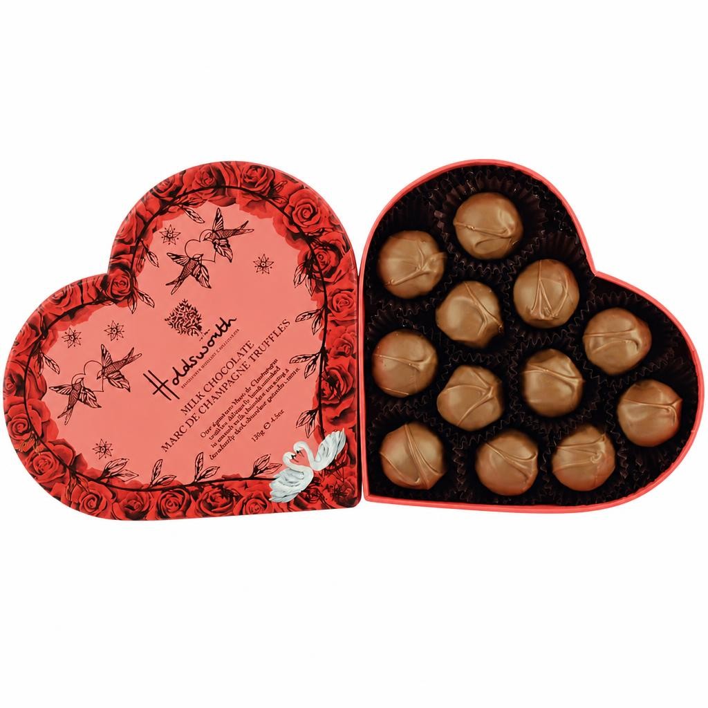 Holdsworth Chocolates  Marc de Champagne Heart Box 130g
