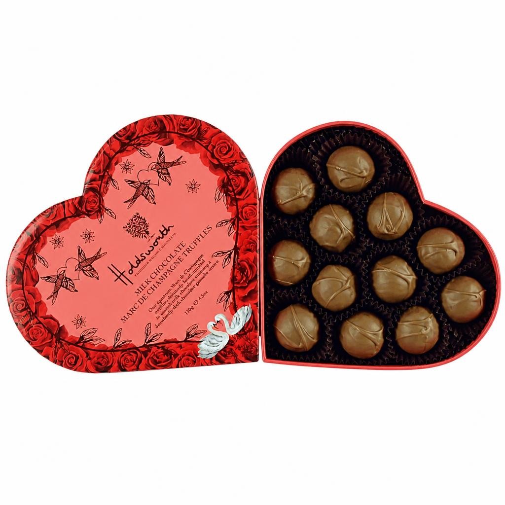 Holdsworth Chocolates  Marc de Champagne Heart Box 130g