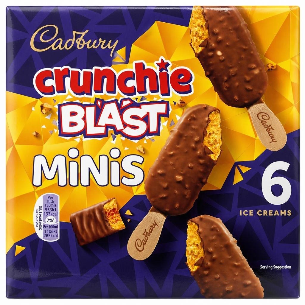 Cadbury Crunchie Blast Mini Ice Cream Sticks 6x50ml