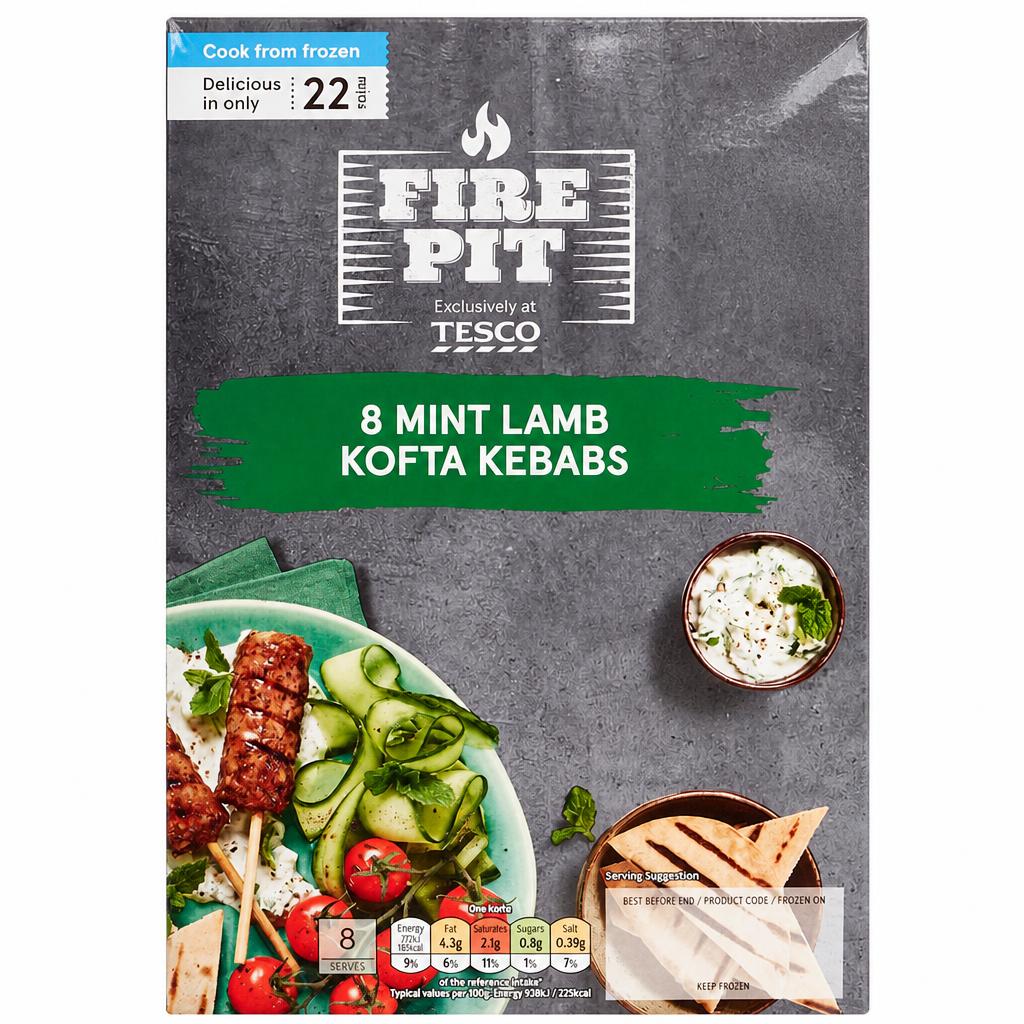 TESCO FIRE PIT 8 MINT LAMB KOFTAS 320G