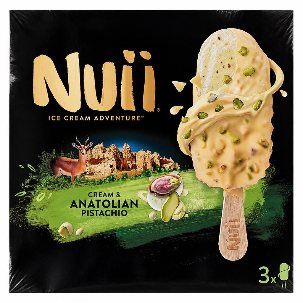 Nuii Cream & Anatolian Pistachio Ice Cream Sticks 3x90ml