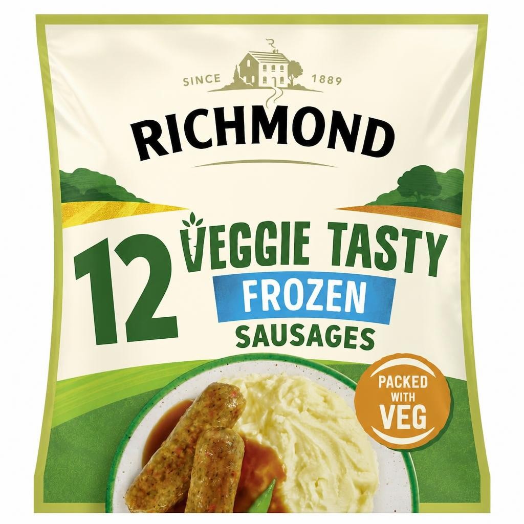 RICHMOND MEAT FREE FROZEN 12 VEGGIE TASTY SAUSAGES 456G