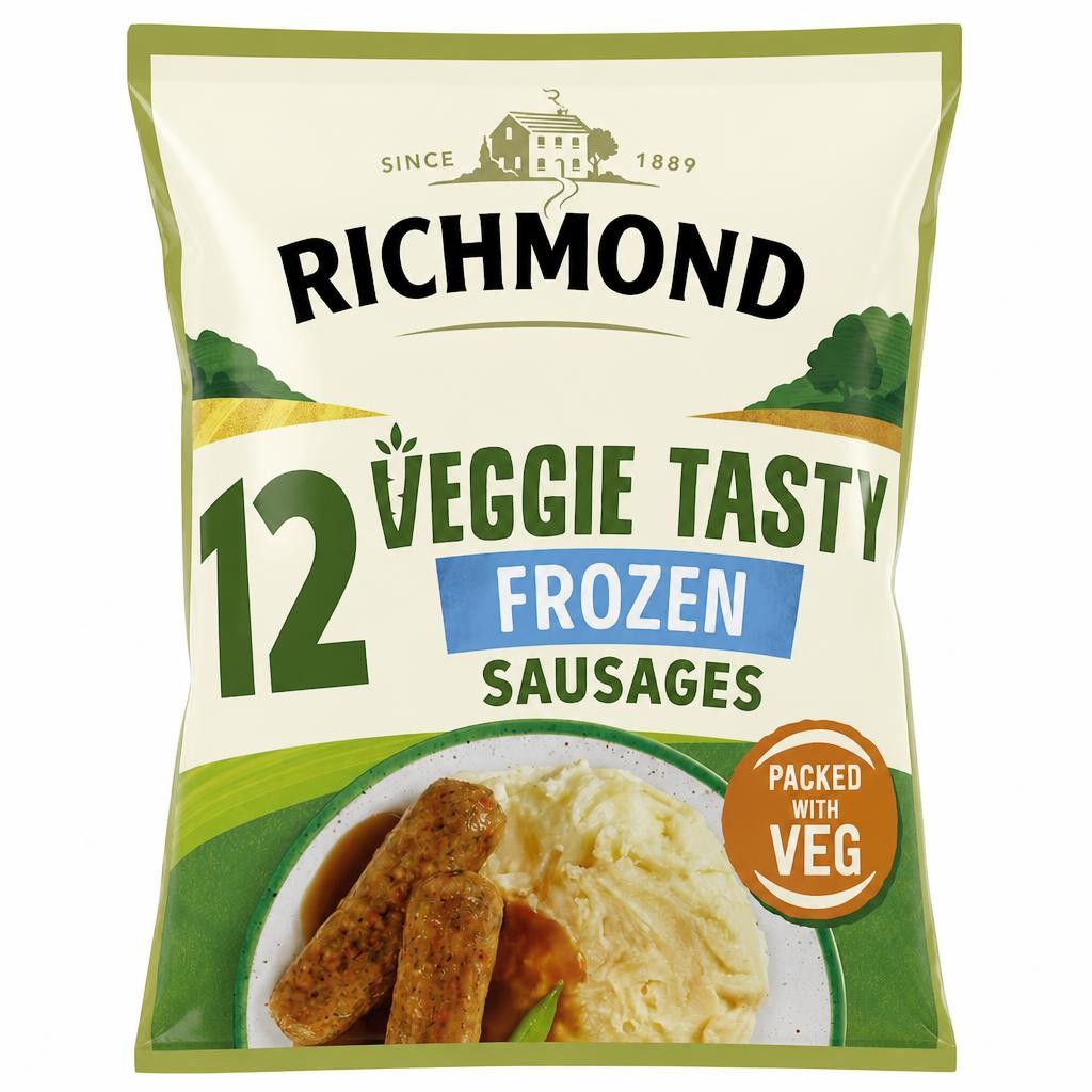 RICHMOND MEAT FREE FROZEN 12 VEGGIE TASTY SAUSAGES 456G