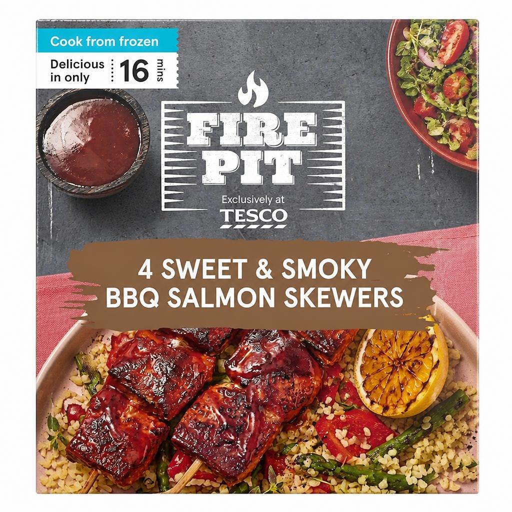 Firepit Tesco 4 Sweet & Smokey BBQ Salmon Skewers 250g
