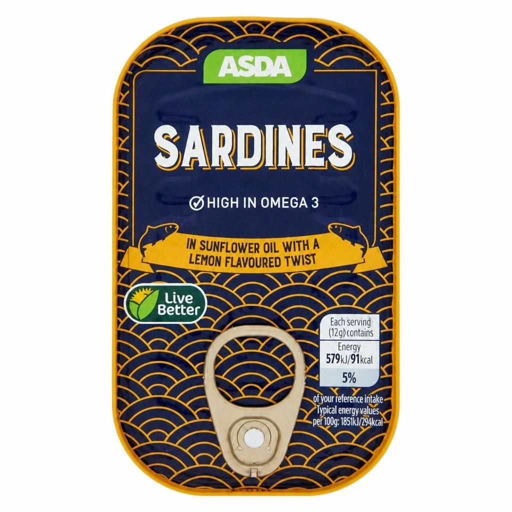 ASDA Sardines in Sunflower Oil with a Lemon Flavoured Twist 120g