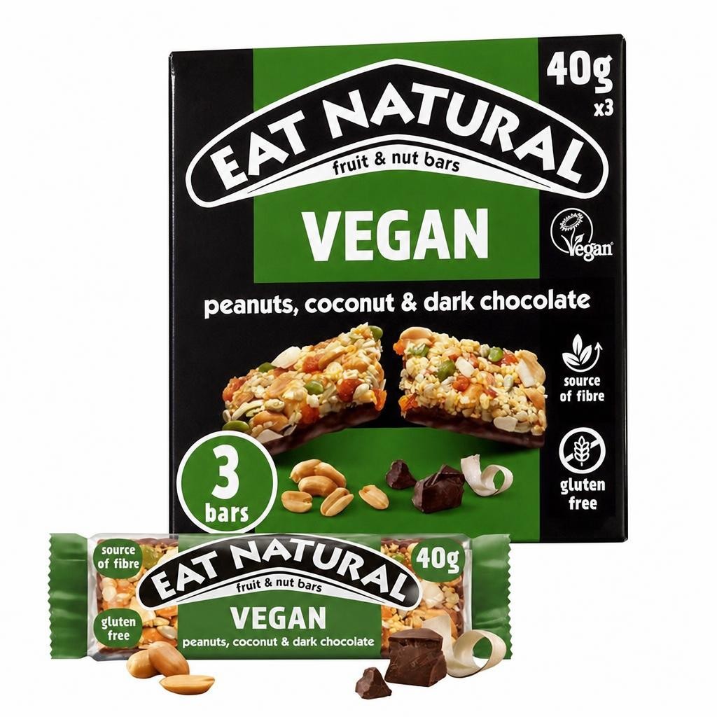 Eat Natural 3 x 40g Peanuts, Coconut & Dark Chocolate Fruit & Nut Cereal Bars
