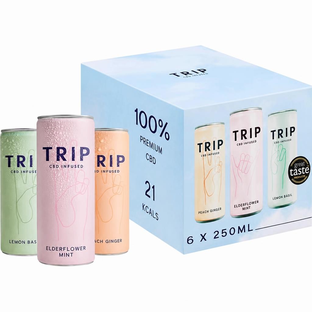 TRIP 6 x 250ml Mixed Pack CBD Infused Soft Drink
