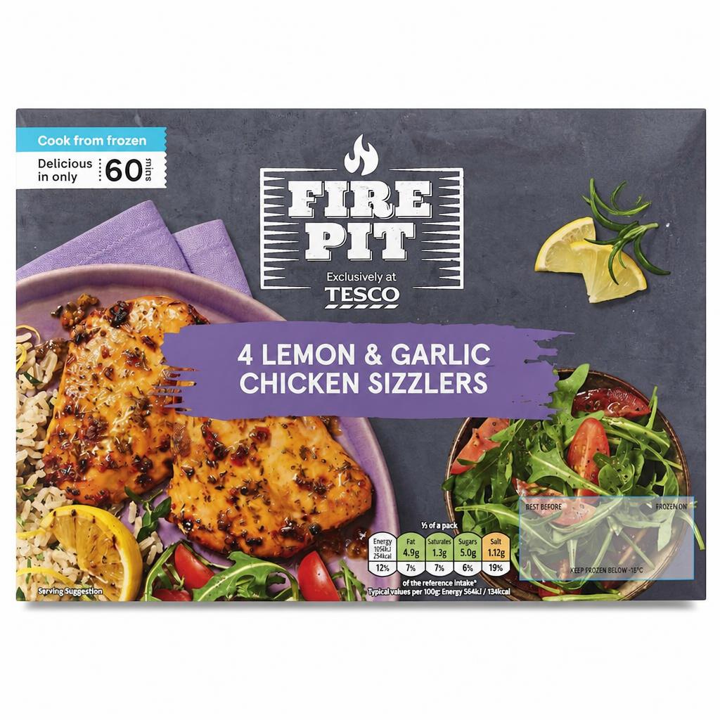 Fire Pit Tesco Lemon & Garlic Chicken Sizzle Steaks 400g
