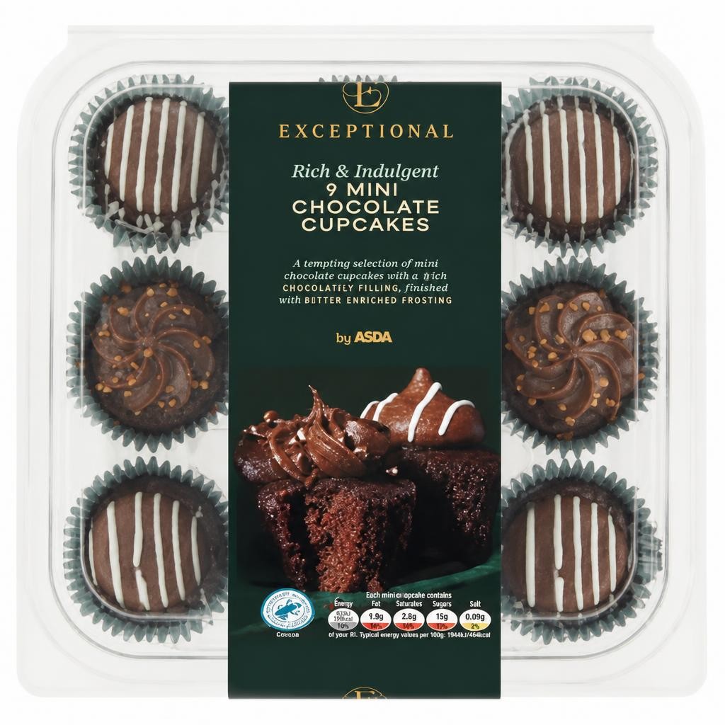 Exceptional by ASDA 9 Mini Chocolate Cupcakes