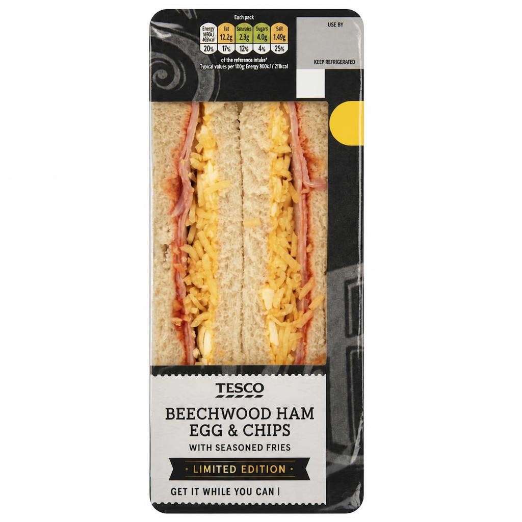 Tesco Limited Edition Beechwood Ham, Egg & Vinegar Chips Sandwich