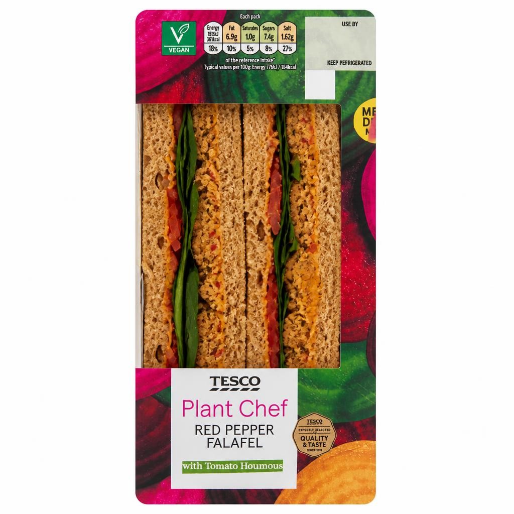 Tesco Plant Chef Red Pepper Falafel Sandwich
