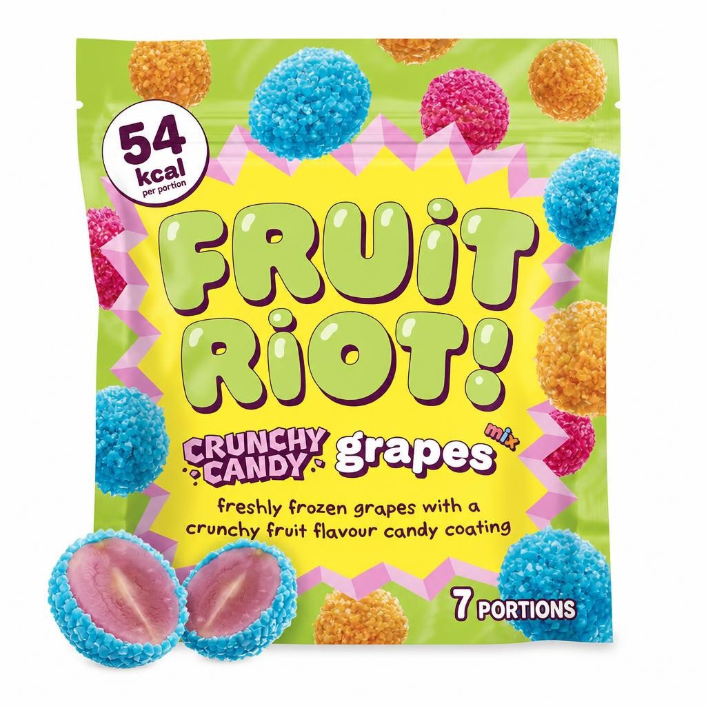FRUIT RIOT CRUNCHY CANDY GRAPES 200G